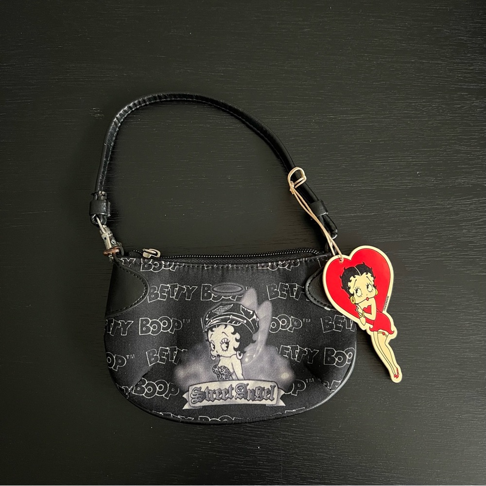 New Vintage 2006 Betty Boop Street Angel Black Handbag Purse Coquette Wristlet